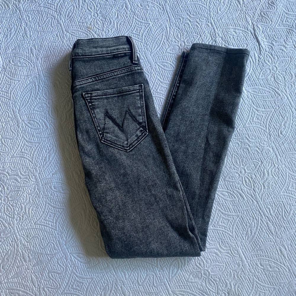 MOTHER Slim Skinny Jeans in Washed Black